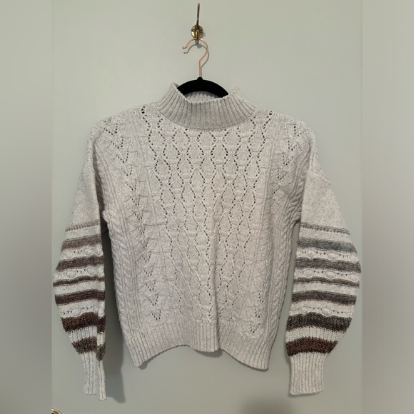 Christian Siriano New York cable knit monochrome grey beige sweater, size US S - Picture 1 of 3